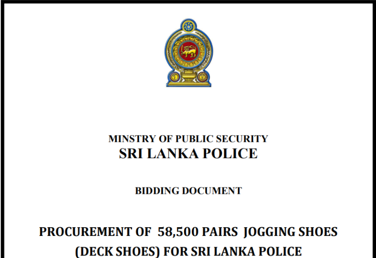 PROCUREMENT OF  58,500 PAIRS  JOGGING SHOES (DECK SHOES) FOR SRI LANKA POLICE